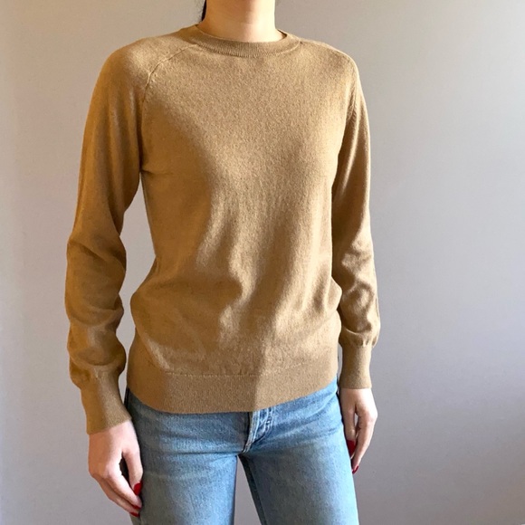 Zara wool cashmere blend crew neck sweater camel tan - Picture 2 of 9